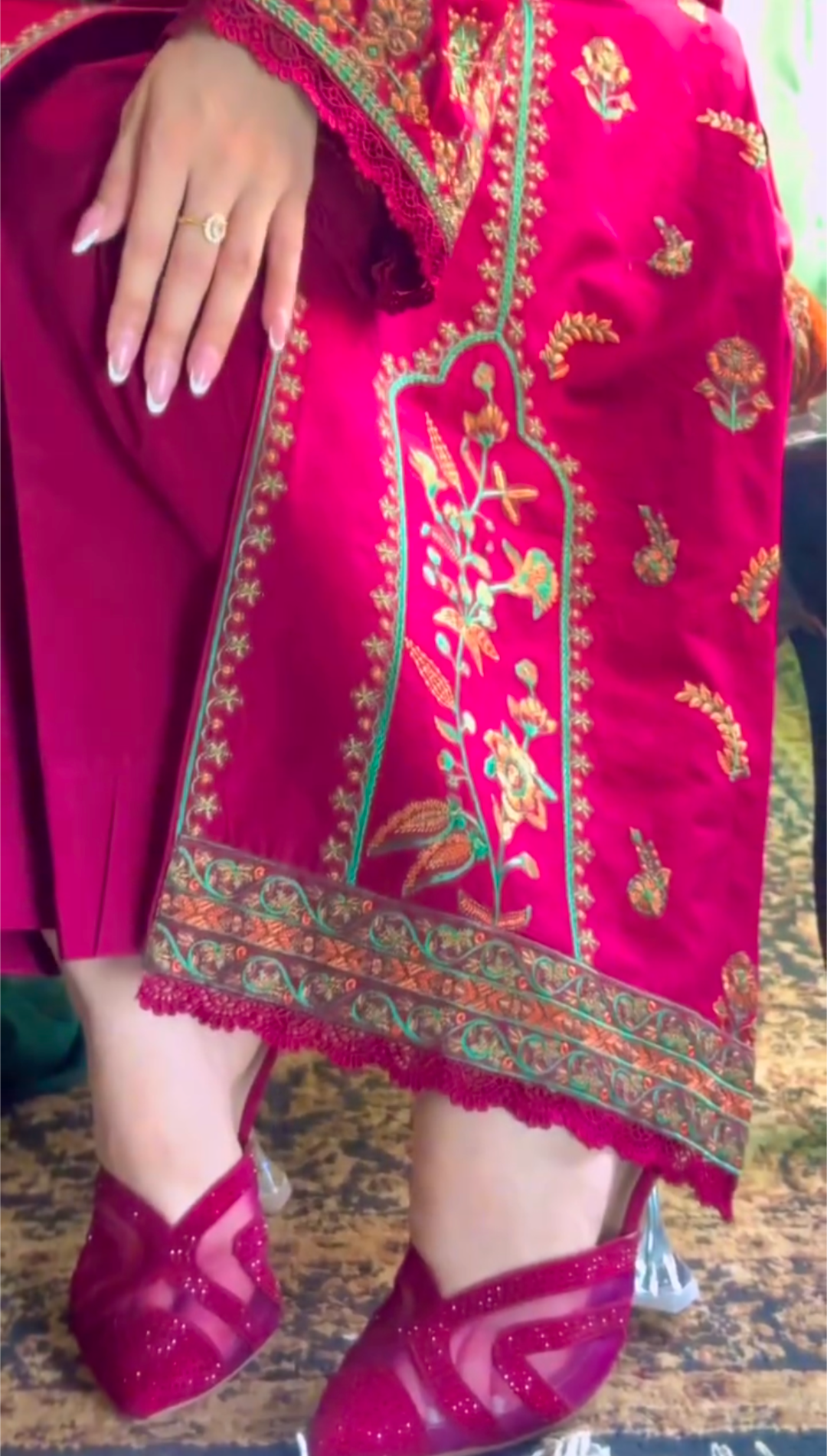 Luxury Embroidered 3-Piece Dress Set – Deep Magenta Edition - Image 8