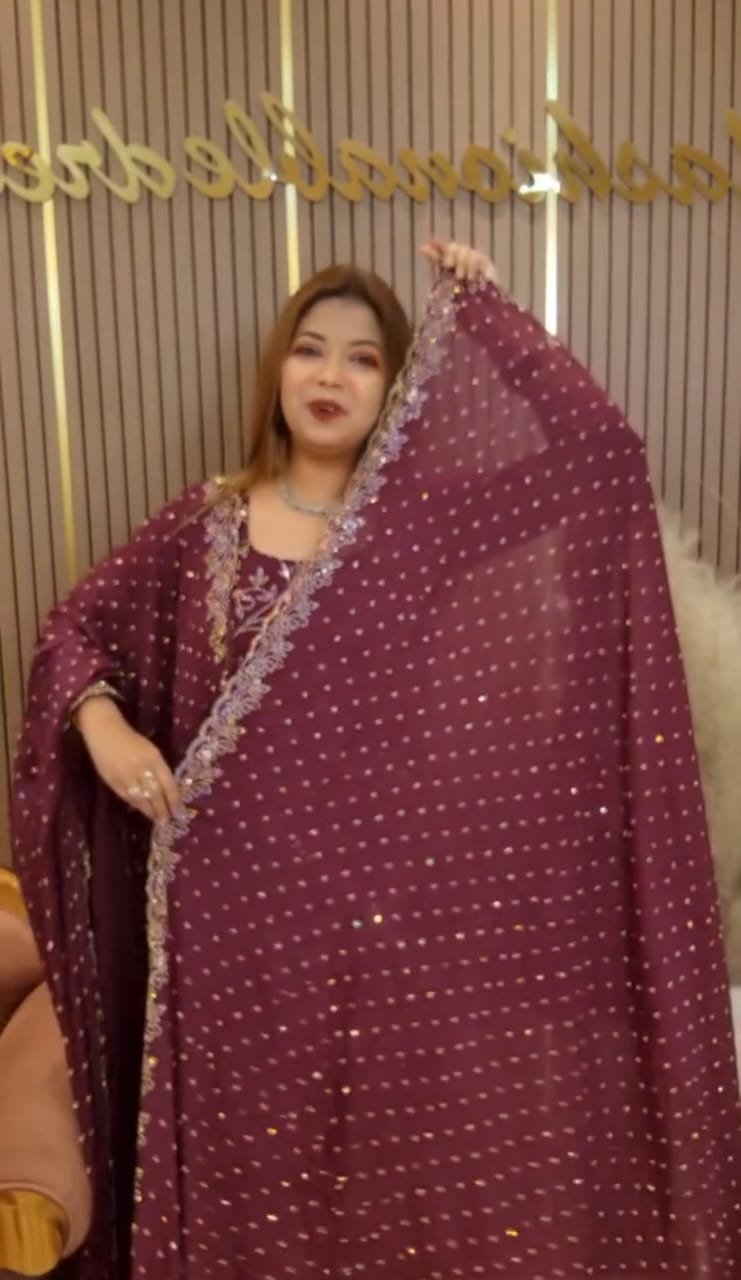 White Gold Indian Jorget Unstitch Dress with Inner - Image 4