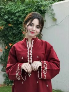 মেরুন কটন এই এমব্রয়ডারি কুর্তি 2Pics